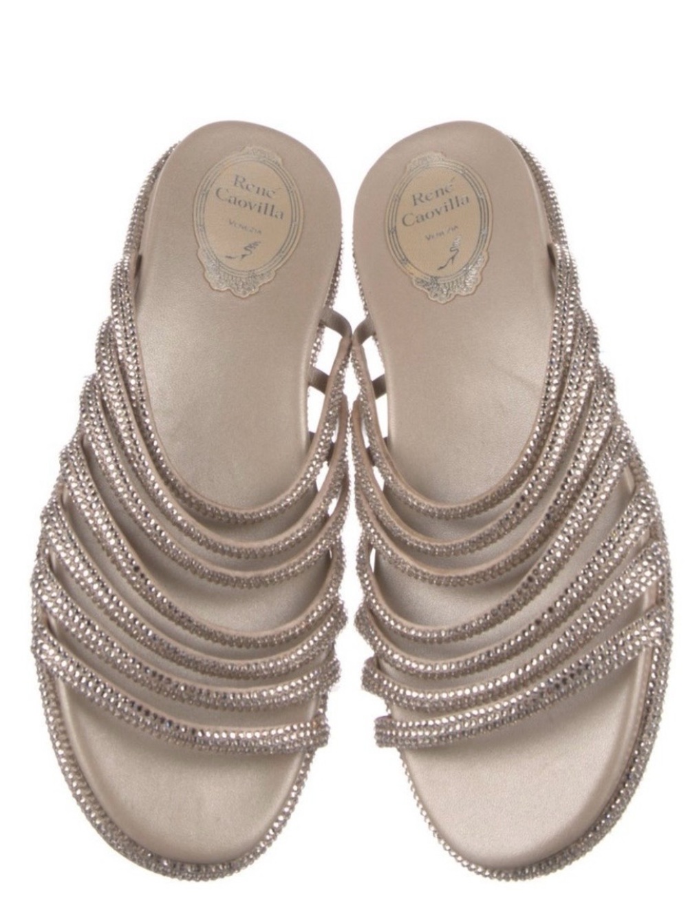 Rene Caovilla Crystal-Strap Slide Sandal